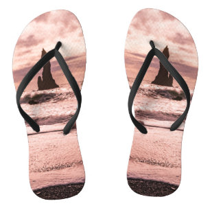 Tongs Coucher de soleil sur la plage de sable noir de Re