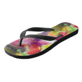 Tongs Couleur d'aquarelle rouge et jaune (Incliné)