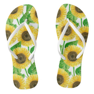 Tongs Couleur d'eau des fleurs de soleil