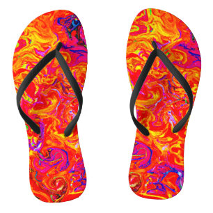 Tongs Couleurs de lave audacieuses Design abstrait