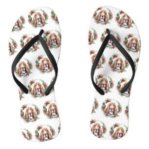 Tongs Couronne de Noël Basset Hound Chien de fête