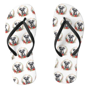 Tongs Couronne de Noël Schnauzer Chien de fête