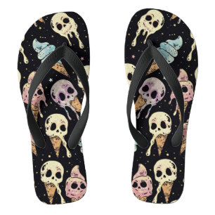 Tongs Crâne d'été Goth Skuls Crème de glace Éffrayant