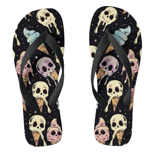 Tongs Crâne d'été Goth Skuls Crème de glace Éffrayant (Semelle)