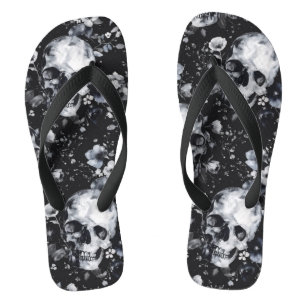 Tongs Crânes de jardin gothique et goth floral été