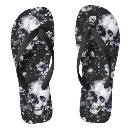 Tongs Crânes de jardin gothique et goth floral été (Semelle)