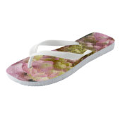 Tongs Crème rose Hydrangeas jaune rose vert floral (Incliné)