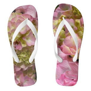 Tongs Crème rose Hydrangeas jaune rose vert floral