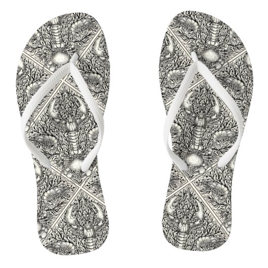 Tongs Crustacéen en noir et blanc naturel (Semelle)