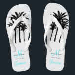 Tongs Custom Beach Jamaïque Mariage Flip Flops<br><div class="desc">Un grand cadeau de bienvenue pour vos invités. Offrez des chaussures à vos invités pour la cérémonie de plage. Elke Clarke © Custom Monogram Tournez Mariage Flip Flops pour les mariages de plage. Customisez avec vos nom, date, monogramme, nom de famille marié initial et destination. Correspond au sac fourre-tout de...</div>
