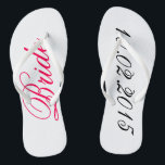 Tongs Custom Bride ajouter votre propre mariage date cad<br><div class="desc">Tongs de mariée personnalisés - ajoutez votre propre mariage ou date d'anniversaire joli cadeau de douche nuptiale personnalisable.</div>