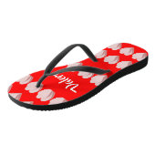 Tongs Custom name hearts pattern red (Incliné)
