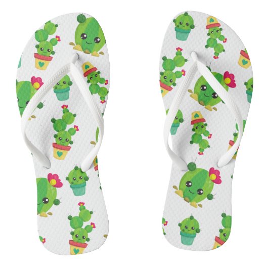 Tongs Cute Cactus, Green Cactus, Motif Cactus (Semelle)