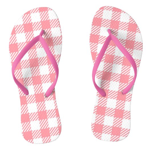 Tongs Cute fille rose blanc En vichy plaid (Semelle)