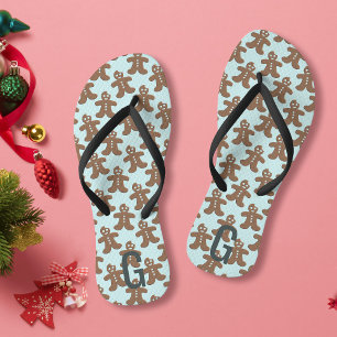 Tongs Cute Noël pain d'épices Hommes Motif bleu