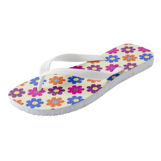 Tongs Cute Retro Penny Flower Pattern (Incliné)