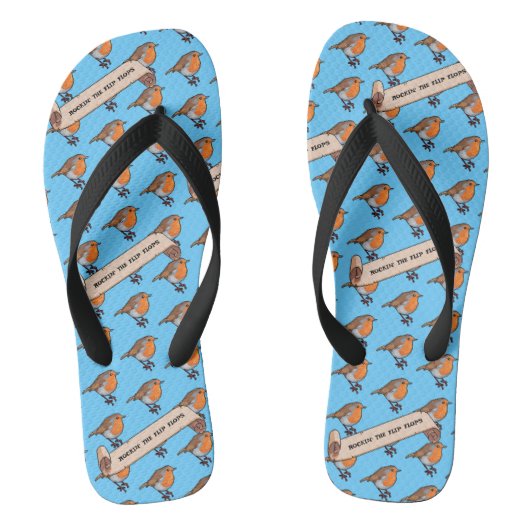 Tongs Cute Robin Rockin' Flip Flops Motif rétro (Semelle)