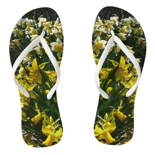 Tongs Daffodiles jaunes et blancs Fleurs de printemps (Semelle)