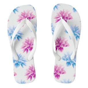 Tongs Dahlia rose, Dahlia bleu, Motif floral, Fleurs