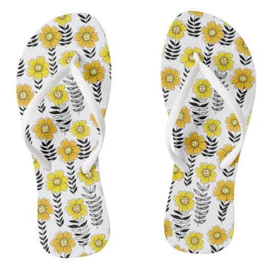 Tongs Daisy dooda en jaune et noir (Semelle)