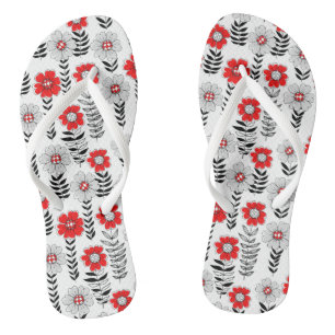Tongs Daisy dooda en rouge et noir