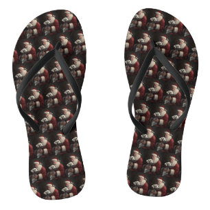 Tongs Dalmatien avec le Père Noël Festif de Noël