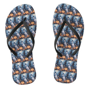 Tongs Dalmation d'Halloween avec effroi Citrouille