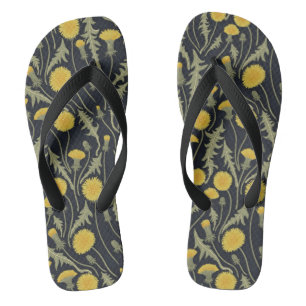 Tongs Dandelions, vert, jaune et noir