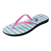 Tongs Dauphins adorables, Bleu clair rayures personnalis (Incliné)