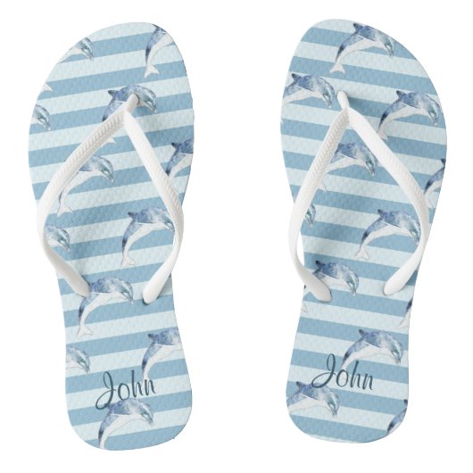 Tongs Dauphins Adorables Sur Bleu Clair (Semelle)