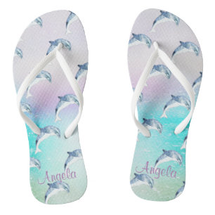 Tongs Dauphins adorables, trait de peinture-personnalisé