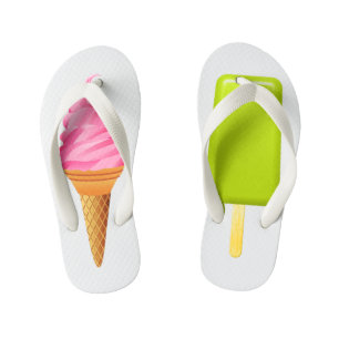 Tongs de enfants - Glace rose + Sucette glacée ver
