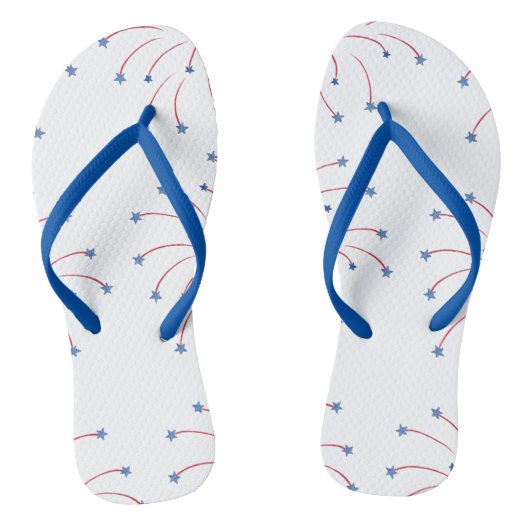 Tongs de fête Rouge Blanc Bleu avec Feu d'Artifice (Semelle)