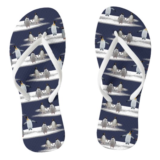 Tongs de fête sur l'iceberg de pingouin (Navy) (Semelle)