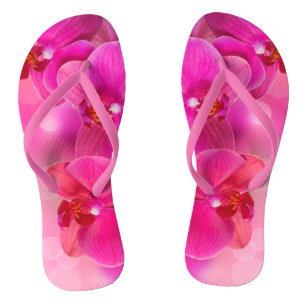 Tongs de fleurs d'orchidée rose