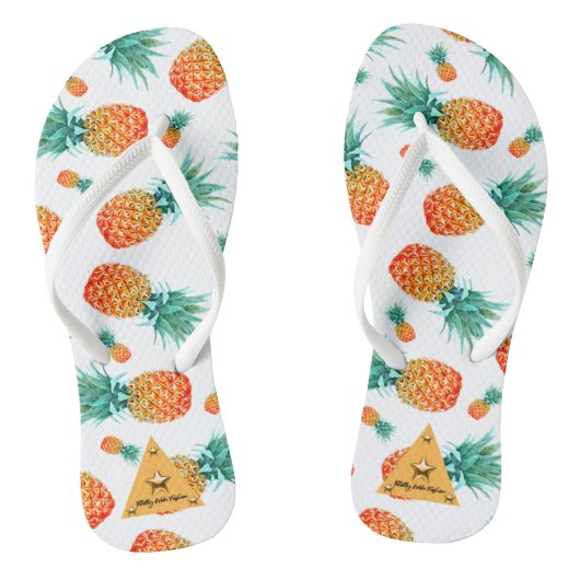 Tongs de fruit d'ananas tropical blanc (Semelle)
