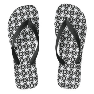 Tongs de Logo de Pièce Noire en Détresse Bitcoin