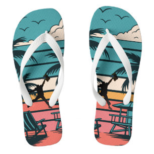 Tongs de plage pour famille ambiance estivale