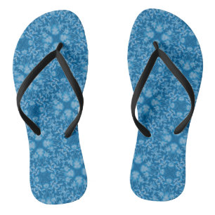 Tongs Déco fleurie bleue sans charme