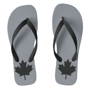 Tongs Décor canadien en feuille d'érable noire