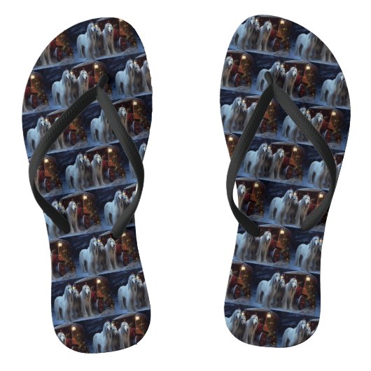 Tongs Décor de Noël afghan Hound Snowy (Semelle)