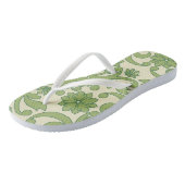 Tongs Décor fleuri vert motif (Incliné)