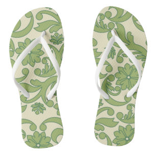 Tongs Décor fleuri vert motif