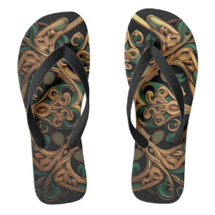 Tongs Décoration Motif en bronze vert
