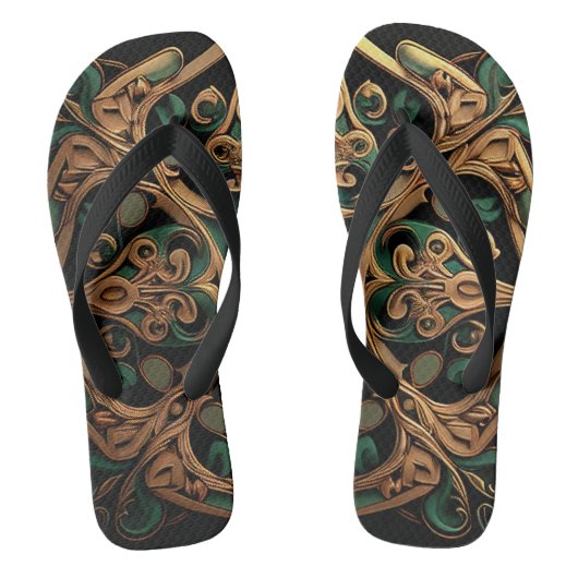 Tongs Décoration Motif en bronze vert (Semelle)