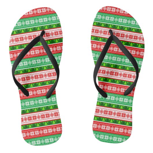TONGS DÉCORATIONS DE NOËL DESIGN ROUGE BLANC VERT (Semelle)