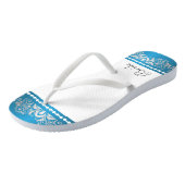 Tongs Dentelle blanche, bleue et argent | Fête de mariag (Incliné)