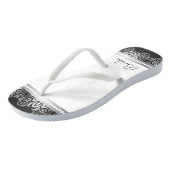 Tongs Dentelle blanche, noire et argent | Fête de mariag (Incliné)