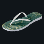 Tongs Dentelle d'or sur Emerald Green Maid of Honor Mari<br><div class="desc">Ces belles tongs mariages sont une excellente façon de remercier et de reconnaître votre bonne d'honneur tout en lui épargnant les pieds en même temps. Dispose d'un design élégant avec dentelle dorée sur un arrière - plan vert émeraude et de lettres de script de couleur or fantaisie. Le test est...</div>