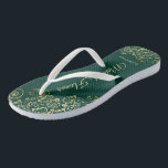 Tongs Dentelle d'or sur Emerald Green Maid of Honor Mari<br><div class="desc">Ces belles tongs mariages sont une excellente façon de remercier et de reconnaître votre bonne d'honneur tout en lui épargnant les pieds en même temps. Dispose d'un design élégant avec dentelle dorée sur un arrière - plan vert émeraude et de lettres de script de couleur or fantaisie. Le test est...</div>